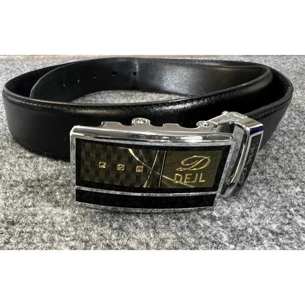 Marwell Black Leather Belt Automatic Buckle Adjustable Belt Size 44